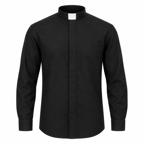 Clergy Shirt Linen Black Full Sleeve