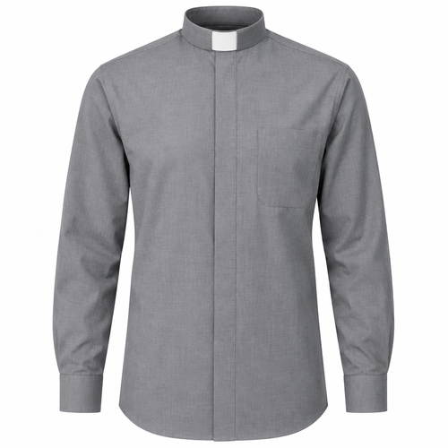 Clergy Shirt Linen Grey Full Sleeve