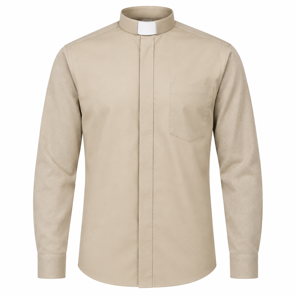 Clergy Shirt Mixed Beige Full Sleeve