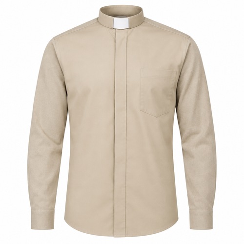 Clergy Shirt Mixed Beige Full Sleeve