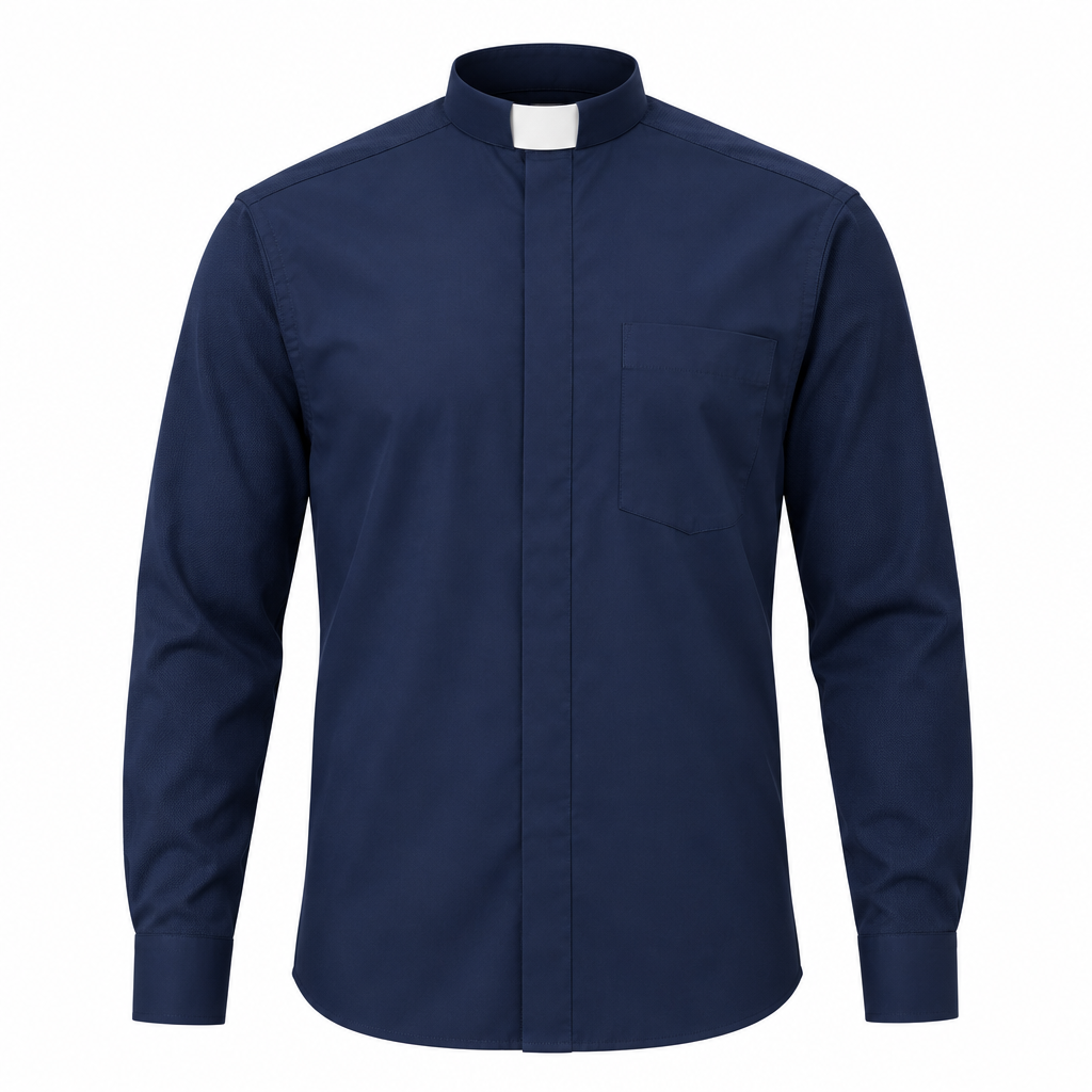 Clergy Shirt Mixed Navy Full Sleeve