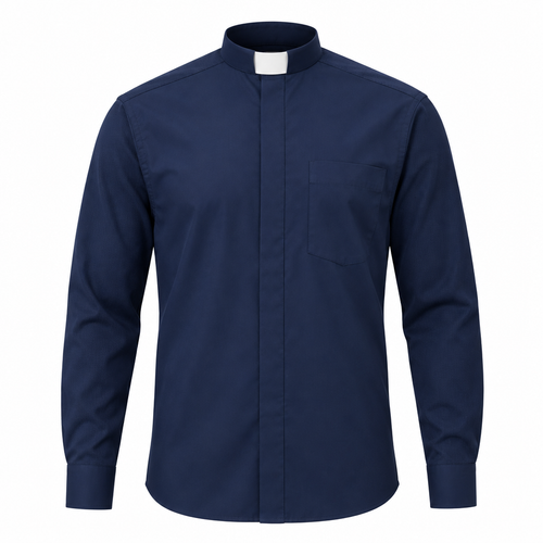 Clergy Shirt Mixed Navy Full Sleeve